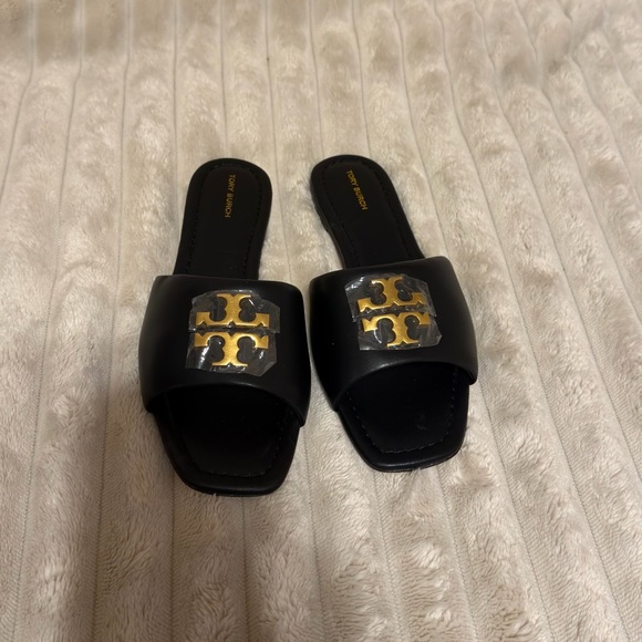 Tory Burch Eleanor Slide Perfect Black / Gold Women’s Size 8.5 - Picture 2 of 6